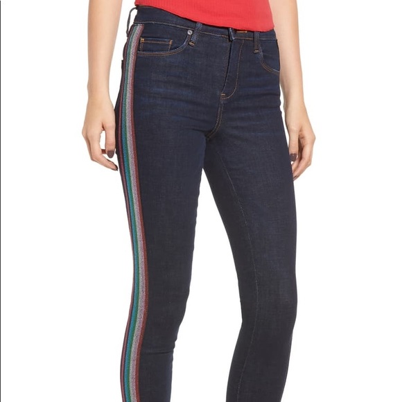 ❤️Like NEW BLANKNYC RAINBOW SIDE STRIPE DARKWASH - Picture 2 of 8